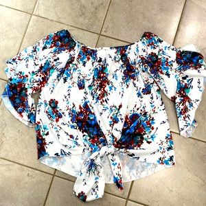 Off the shoulder silk blouse